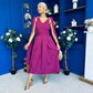 Imelda Cape Detail Occasion Midi Dress Berry