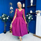 Imelda Cape Detail Occasion Midi Dress Berry