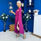 Imelda Cape Detail Occasion Midi Dress Berry