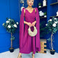 Imelda Cape Detail Occasion Midi Dress Berry