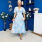 Pari Pleated Waist Maxi Dress Floral Sky