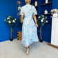 Pari Pleated Waist Maxi Dress Floral Sky