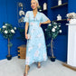 Pari Pleated Waist Maxi Dress Floral Sky