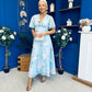 Pari Pleated Waist Maxi Dress Floral Sky