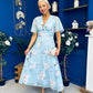 Pari Pleated Waist Maxi Dress Floral Sky
