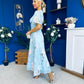 Pari Pleated Waist Maxi Dress Floral Sky