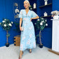 Pari Pleated Waist Maxi Dress Floral Sky