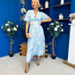 Pari Pleated Waist Maxi Dress Floral Sky