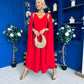 Imelda Cape Detail Occasion Midi Dress Red