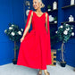 Imelda Cape Detail Occasion Midi Dress Red