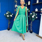 Imelda Cape Detail Occasion Midi Dress Emerald