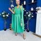 Imelda Cape Detail Occasion Midi Dress Emerald
