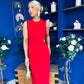 Louisa Gold Buckle Wrap detail Midi Dress Red