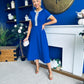Sandra Beaded Detail Midi Dress Cobalt