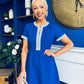 Sandra Beaded Detail Midi Dress Cobalt