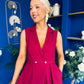 Paloma Cinched Detail Tailored Midi Dress Burgundy
