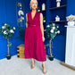 Paloma Cinched Detail Tailored Midi Dress Burgundy