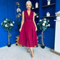 Paloma Cinched Detail Tailored Midi Dress Burgundy