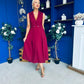 Paloma Cinched Detail Tailored Midi Dress Burgundy