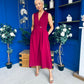 Paloma Cinched Detail Tailored Midi Dress Burgundy