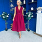 Paloma Cinched Detail Tailored Midi Dress Burgundy