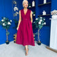 Paloma Cinched Detail Tailored Midi Dress Burgundy