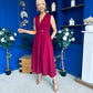 Paloma Cinched Detail Tailored Midi Dress Burgundy
