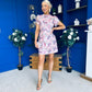 Ami Crochet Tulip Sleeve Mini Dress Pink