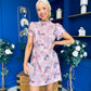 Ami Crochet Tulip Sleeve Mini Dress Pink
