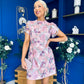 Ami Crochet Tulip Sleeve Mini Dress Pink