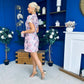 Ami Crochet Tulip Sleeve Mini Dress Pink