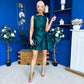 Suri Floral Jacquard Dropped Waist Mini Dress Green