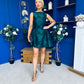 Suri Floral Jacquard Dropped Waist Mini Dress Green