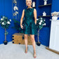 Suri Floral Jacquard Dropped Waist Mini Dress Green