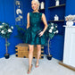 Suri Floral Jacquard Dropped Waist Mini Dress Green