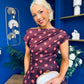 Breffy Asymmetric Neckline Skater Midi Pink Polka Burgundy