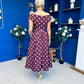 Breffy Asymmetric Neckline Skater Midi Pink Polka Burgundy