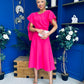 Lorraine Cape Detail Midi Dress Hot Pink
