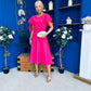 Lorraine Cape Detail Midi Dress Hot Pink