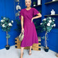 Lorraine Cape Detail Midi Dress Berry