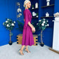 Lorraine Cape Detail Midi Dress Berry