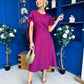 Lorraine Cape Detail Midi Dress Berry