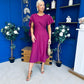 Lorraine Cape Detail Midi Dress Berry