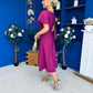 Lorraine Cape Detail Midi Dress Berry