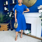 Lorraine Cape Detail Midi Dress Cobalt