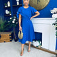 Lorraine Cape Detail Midi Dress Cobalt