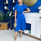 Lorraine Cape Detail Midi Dress Cobalt