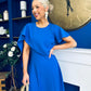 Lorraine Cape Detail Midi Dress Cobalt