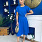 Lorraine Cape Detail Midi Dress Cobalt