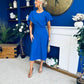 Lorraine Cape Detail Midi Dress Cobalt